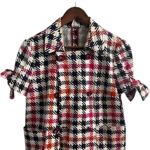Red Valentino houndstooth black white short sleeve jacket blazer bow large L y2k